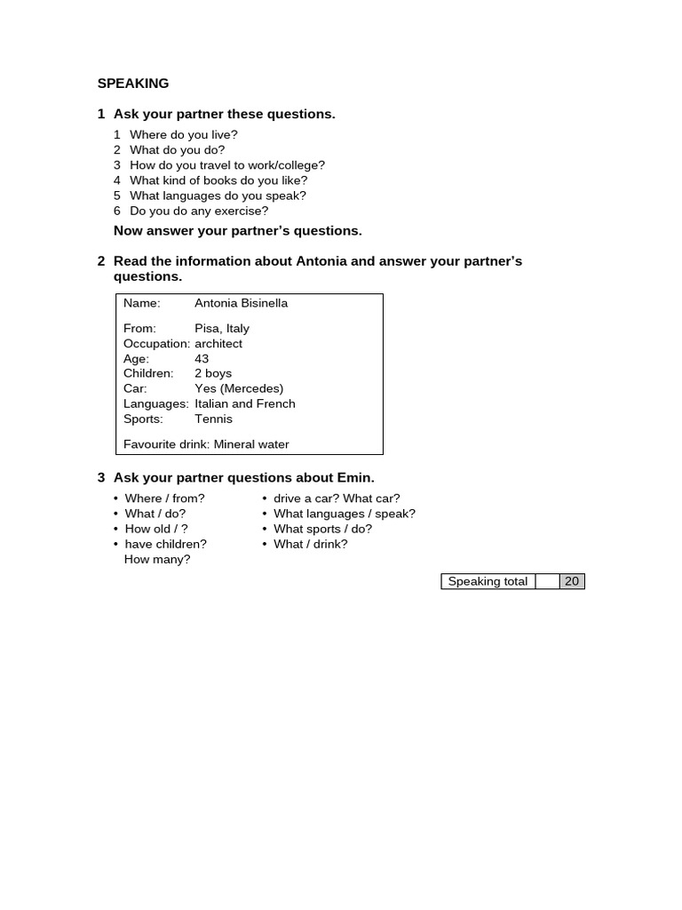Speaking Basic 2 | PDF
