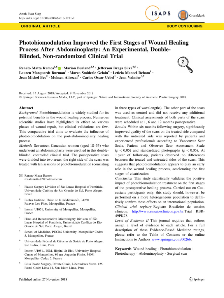 Photobiomodulation Improved The First Stages of Wound Healing Process ...