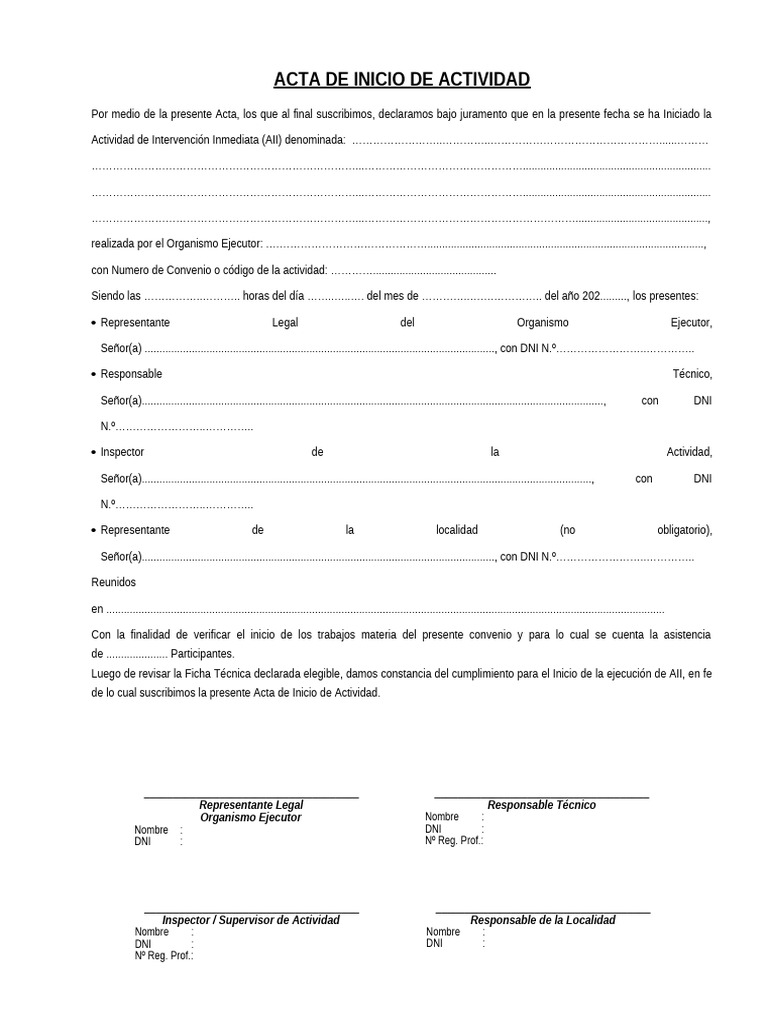 Acta de Inicio | PDF