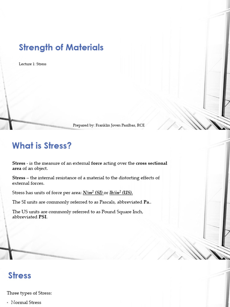 Strength of Materials Lecture - Summer | PDF | Deformation (Engineering ...