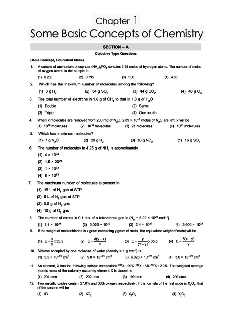 Chapter 1 Some Basic Concepts of Chemistry | PDF