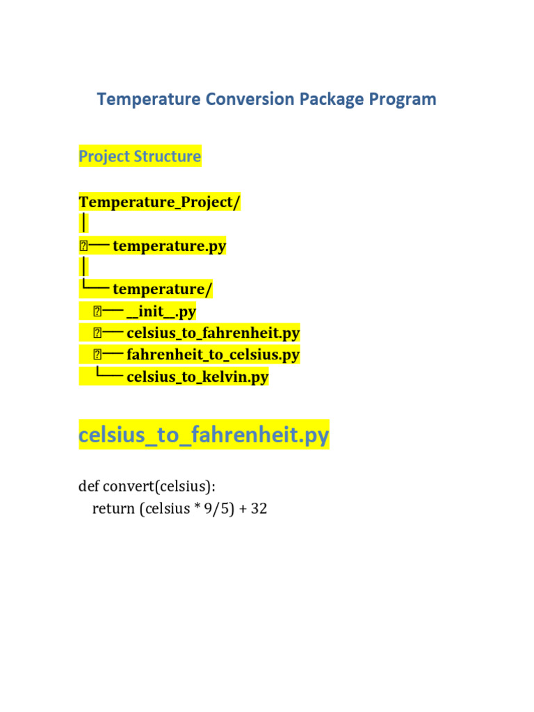 Temperature Conversion Package | PDF