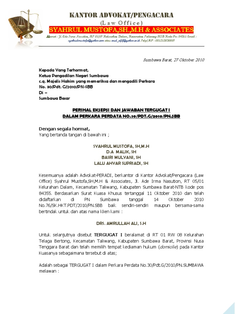 Contoh Surat Kuasa Wanprestasi Pdf Detil Gambar Online