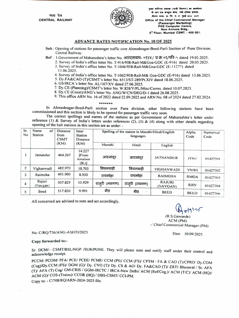 1757917050387-ARN No 10 of 2025 | PDF | Railway Companies | Rail Transport