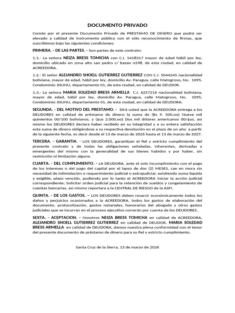 Documento Privado | PDF