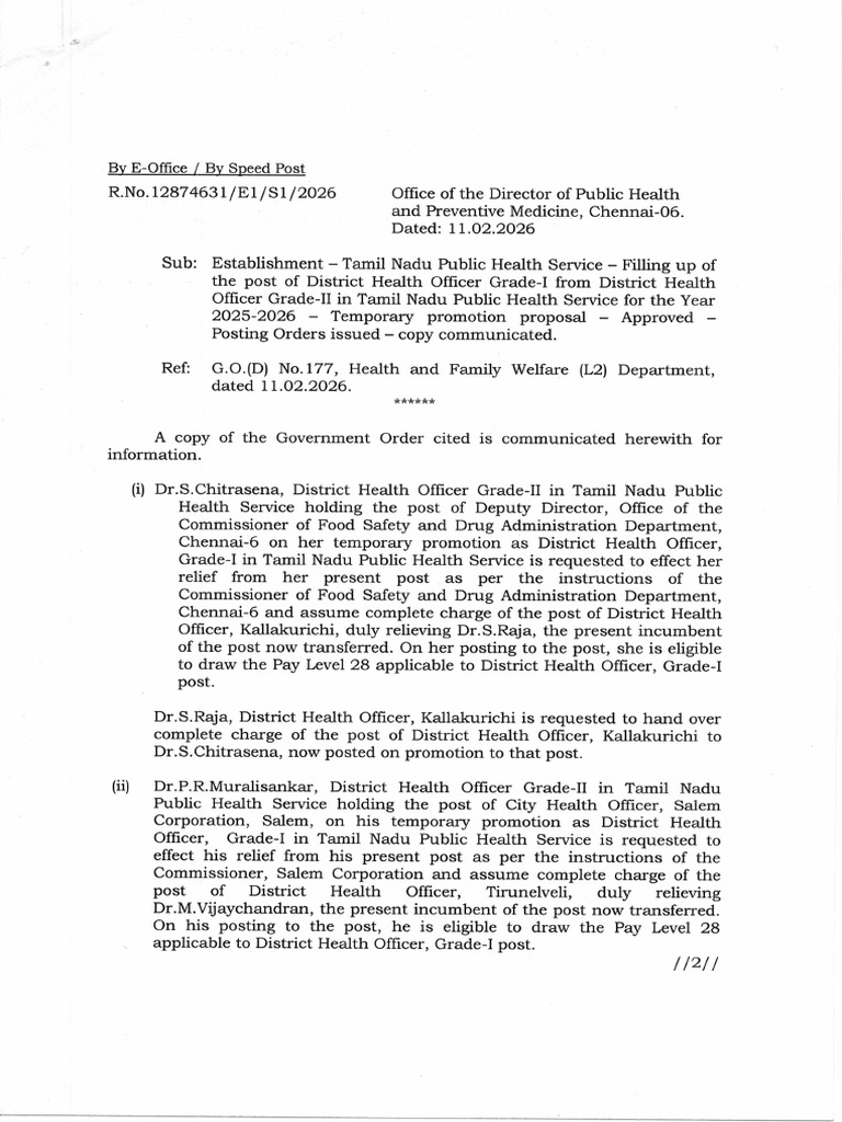 DHO Gr-I - Temporary Promotion | PDF | Government