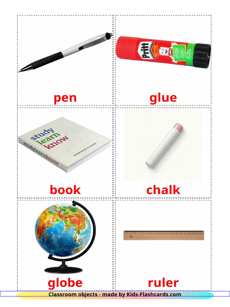Classroom Objects 6 A4 | PDF