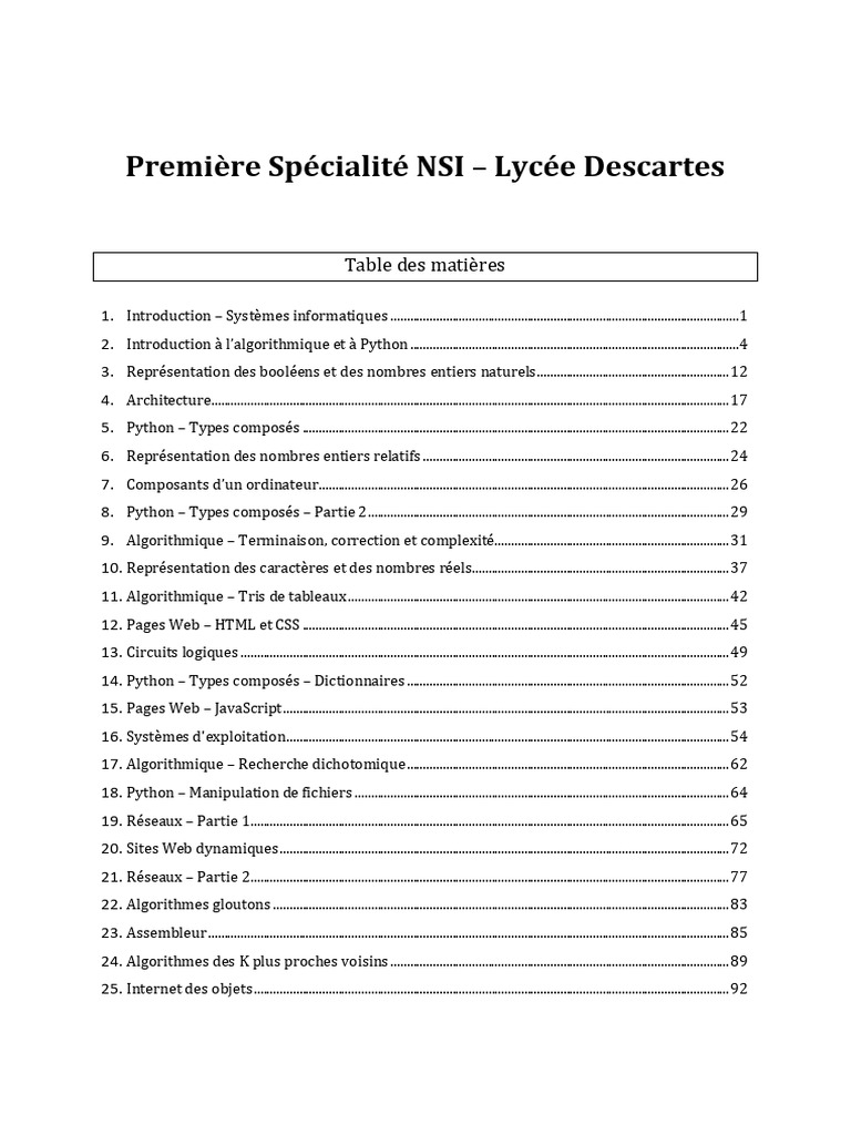 Cours 1 NSI | PDF