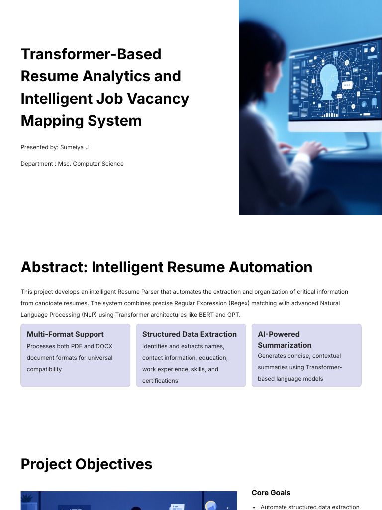 Transformer Based Resume Analytics and Intelligent Job Vacancy Mapping ...