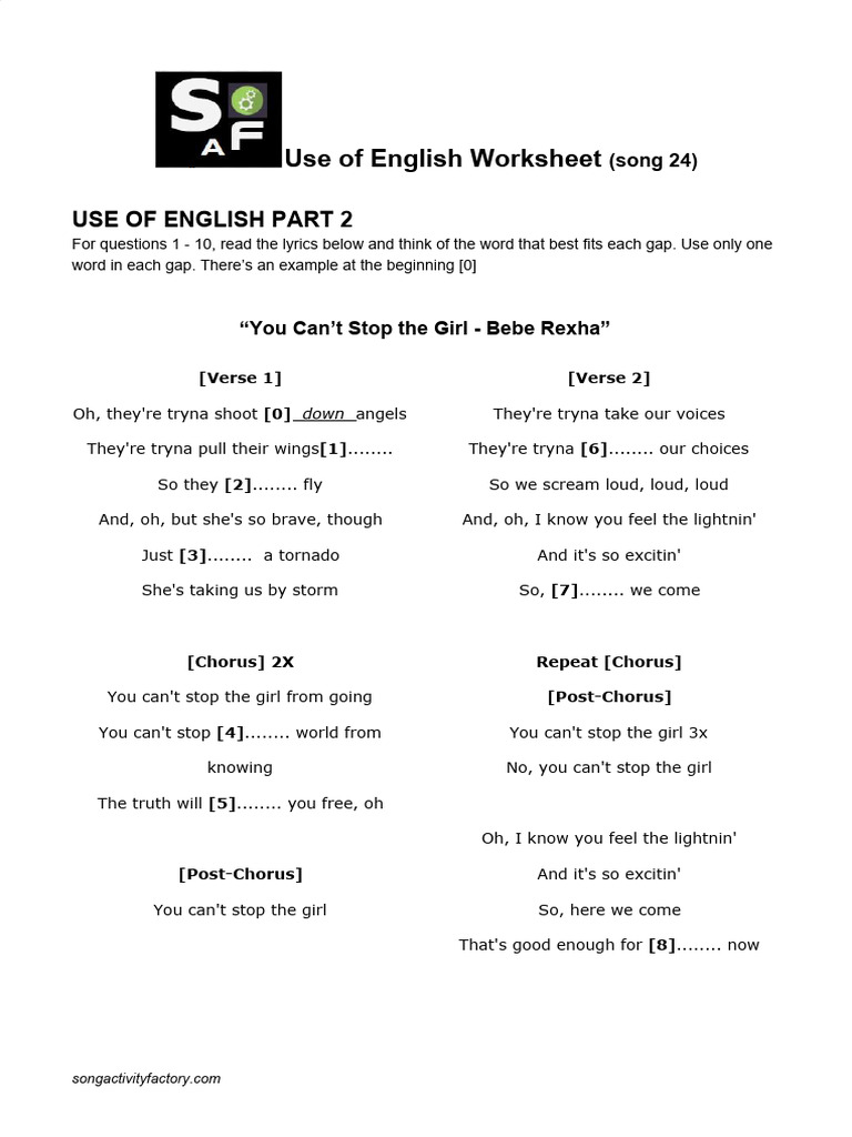 Worksheet Song | PDF