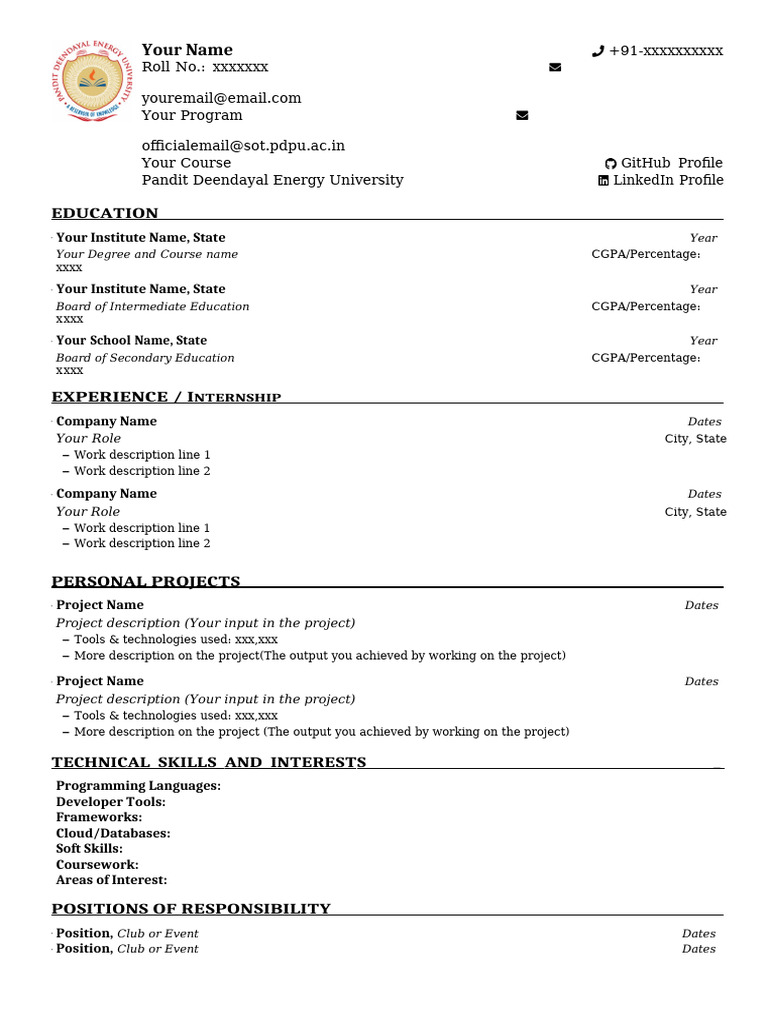 CV Format | PDF
