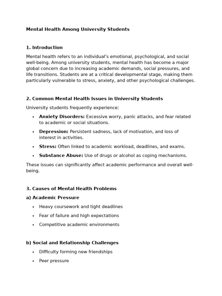 Mental Health Among The University Students | PDF | Mental Health | Anxiety
