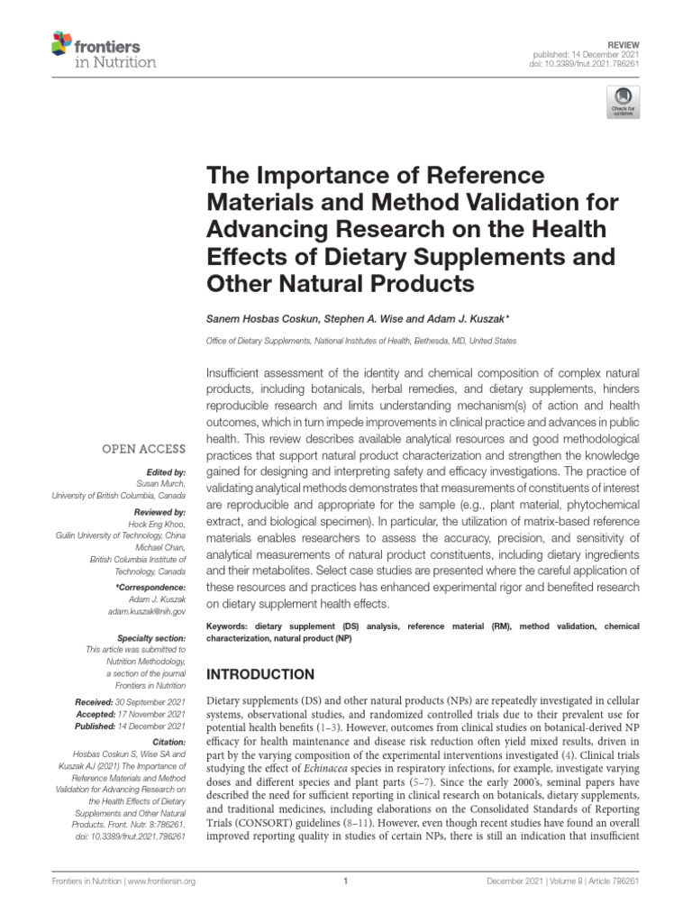 2021 MRC REVIEW The Importance of Reference Fnut | PDF | Dietary ...