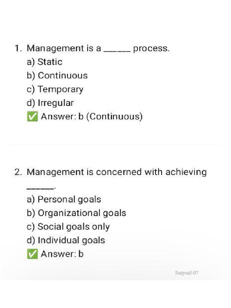 Principles of Management (MCQ) | PDF
