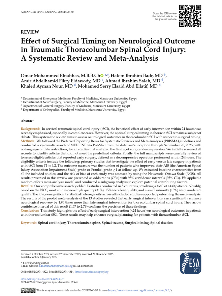 Effect of Surgical Timing On Neurological Outcome in Traumatic TH | PDF ...
