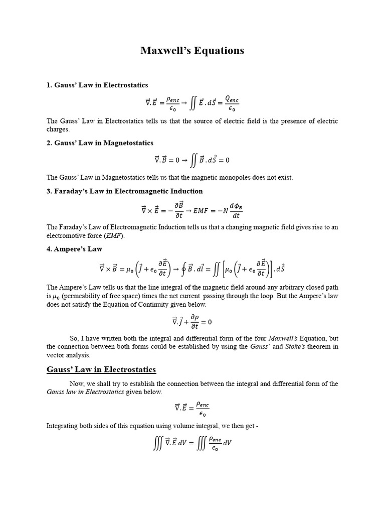 Maxwell's Equation and EM Wave Equation | PDF | Electromagnetic Field ...