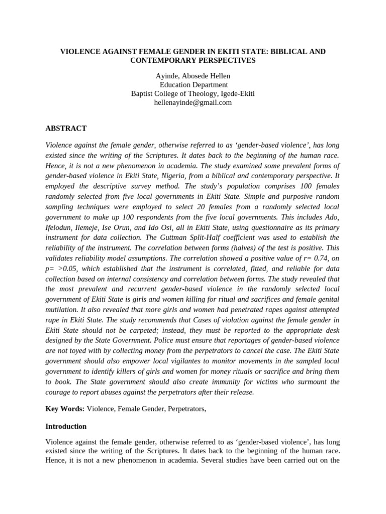 Gender-Based Violence Article | PDF | Violence Against Women | Rape
