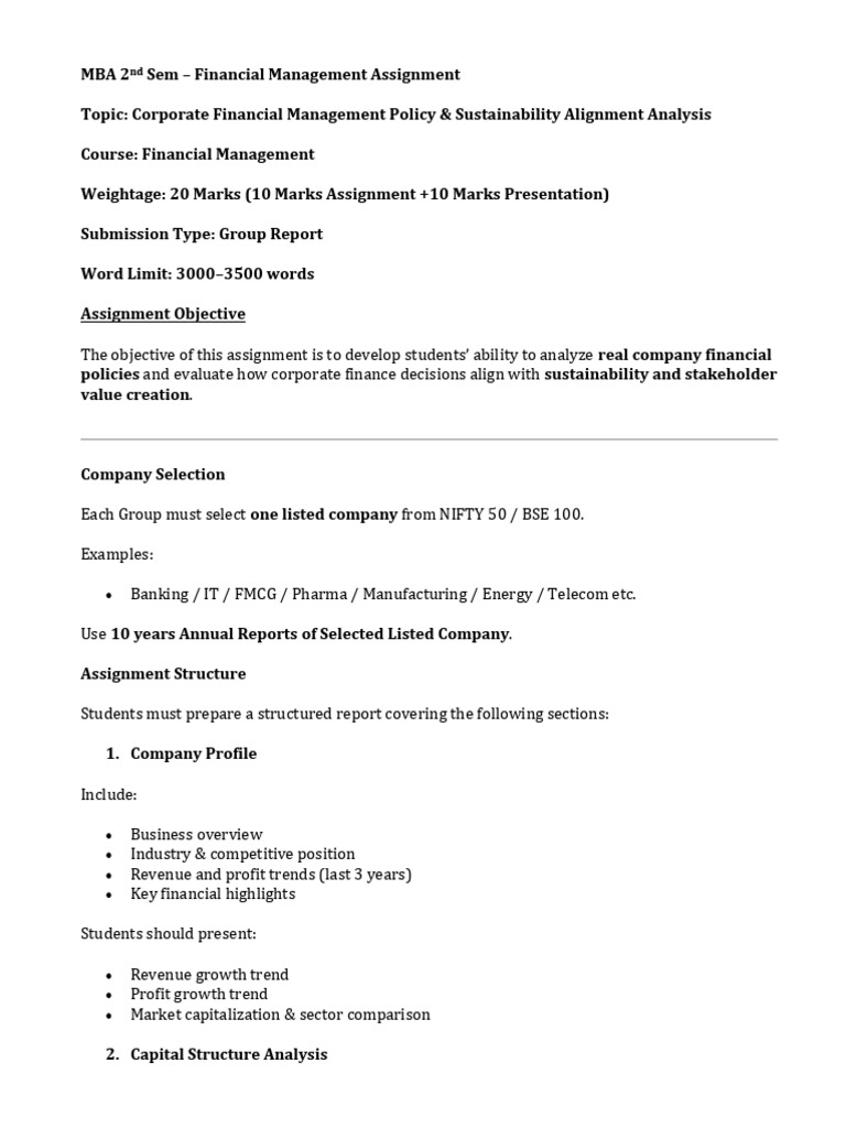 MBA 2nd Sem FM Assignment | PDF