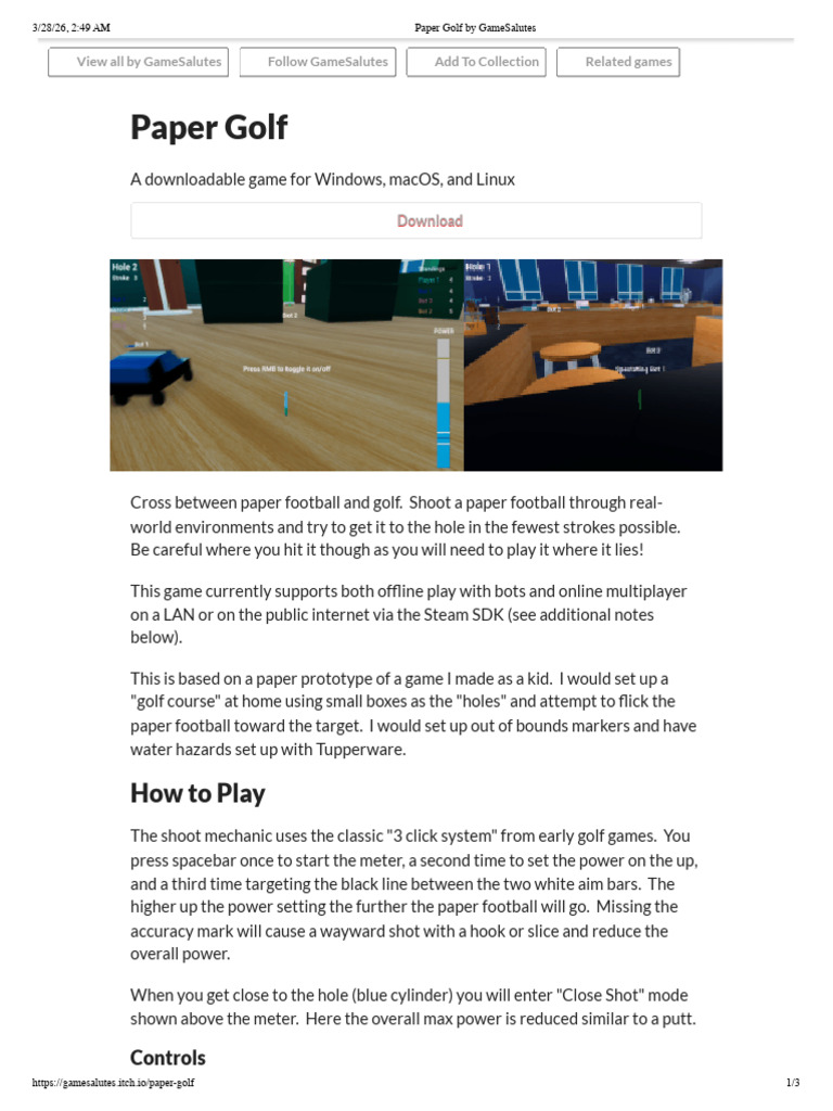 Paper Golf by GameSalutes | PDF