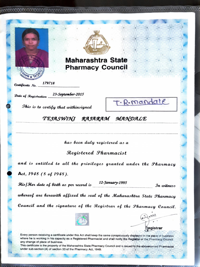 MSPC Registeration Certificate | PDF | Domain Name Registrar | Pharmacy