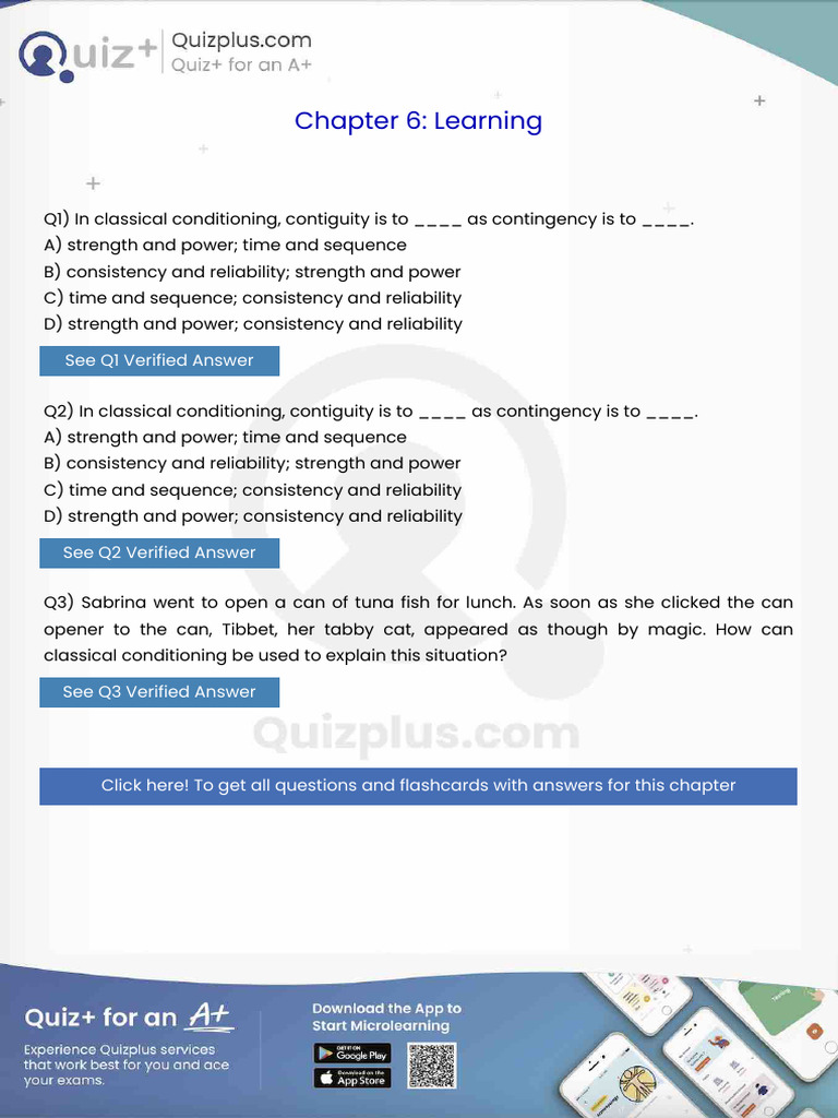 In Classical Conditioning Contiguity Is To As Contingency Is To | PDF ...