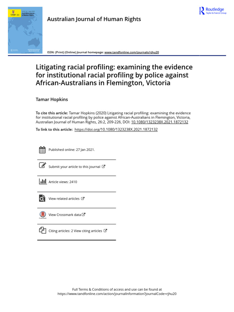 Litigating Racial Profiling Examining The Evidence For Institutional ...