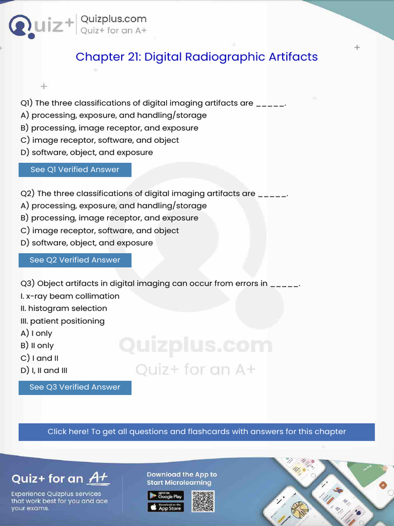 The Three Classifications of Digital Imaging Artifacts Are | PDF | Ct ...