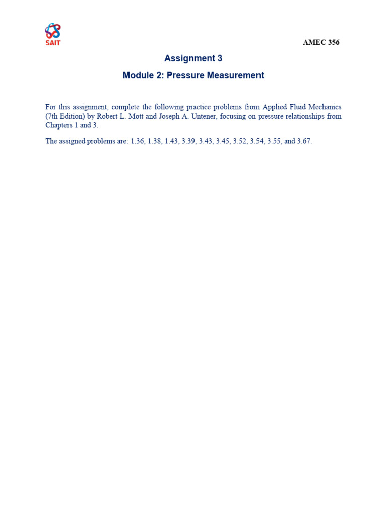 Assignment 3 - Module 2 - Pressure Measurement | PDF