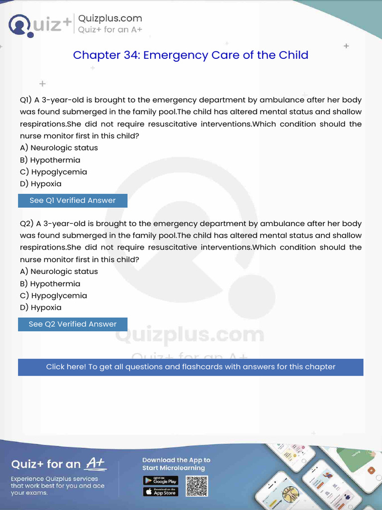 A 3Yearold is Brought to the Emergency Department by Ambulance After ...