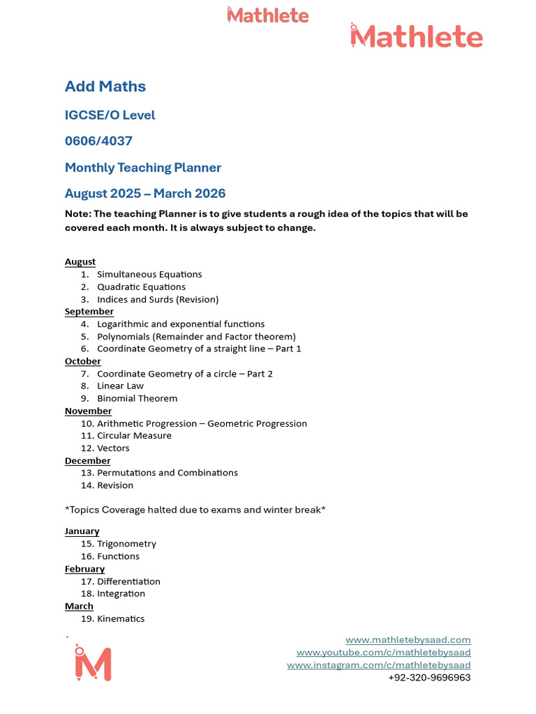 Add Math Topical Planner Monthly | PDF