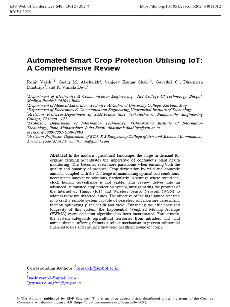 Automated Smart Crop Protection Utilising IoT A Co | PDF | Internet Of ...