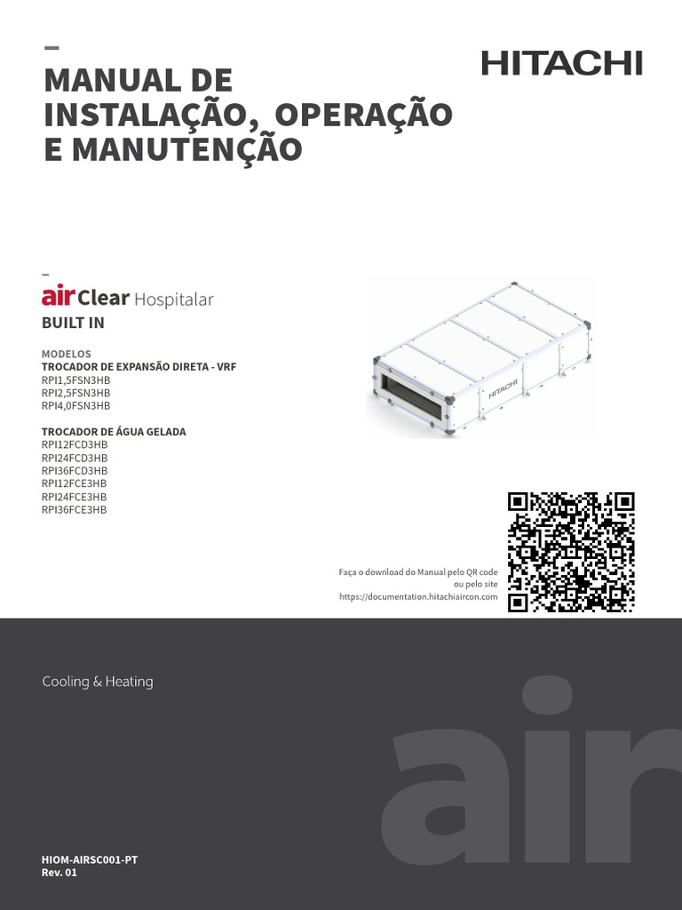 Manual HITACHI HIOM-AIRSC001-PT | PDF | Ar condicionado | Fonte de energia