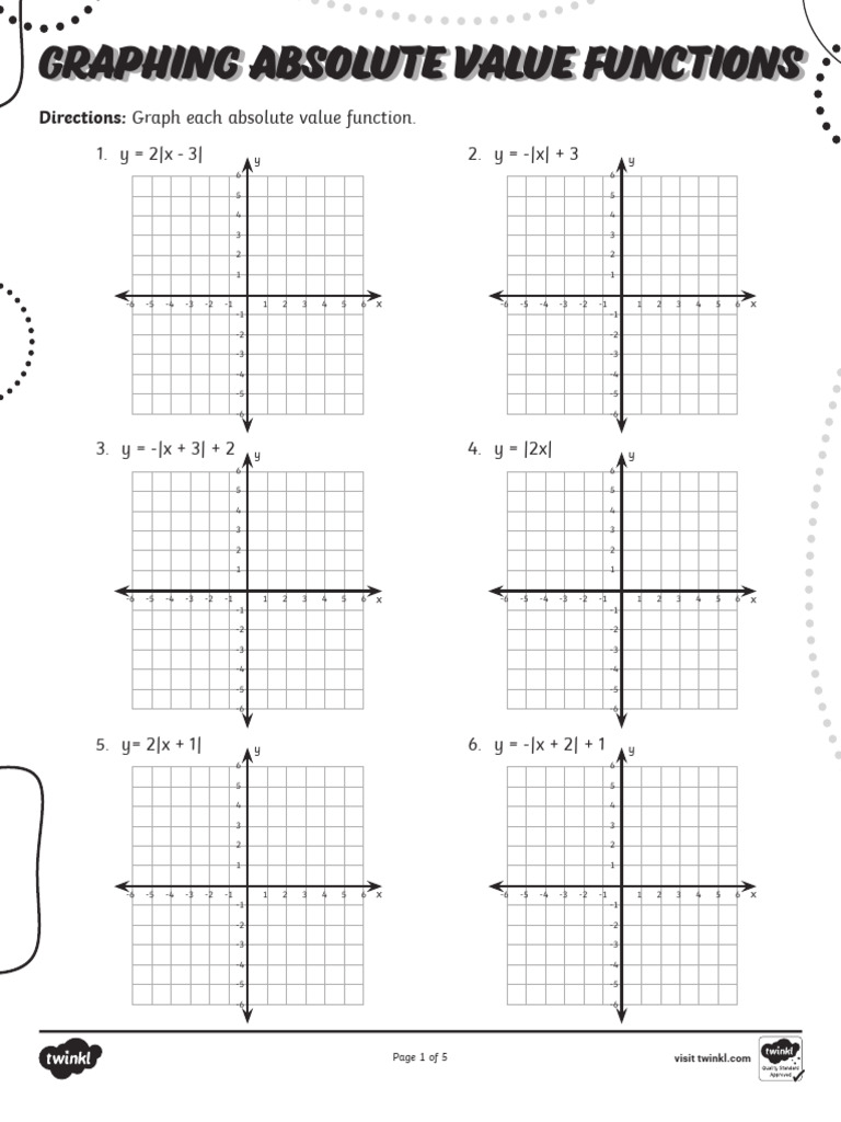 Graphing Absolute Value Functions Worksheet | PDF