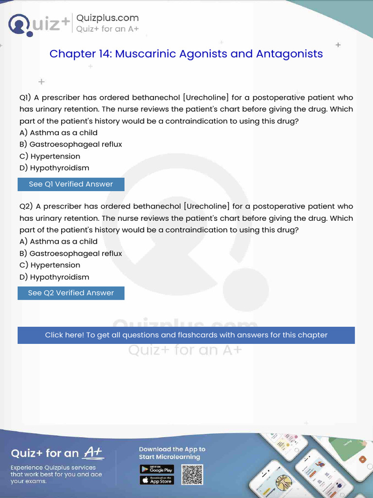 A Prescriber Has Ordered Bethanechol Urecholine For A Postoperative ...