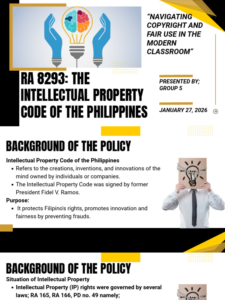 GROUP 5 Intellectual Property Code of The Philippines RA 8293 | PDF ...