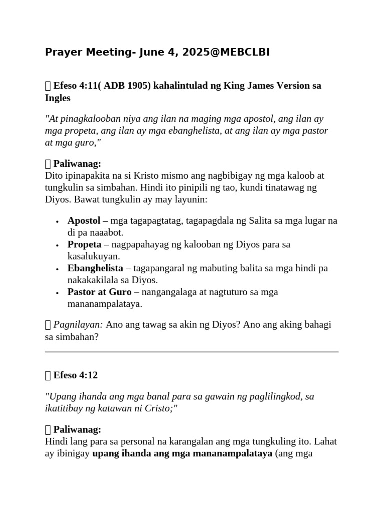 Prayer Meeting | PDF