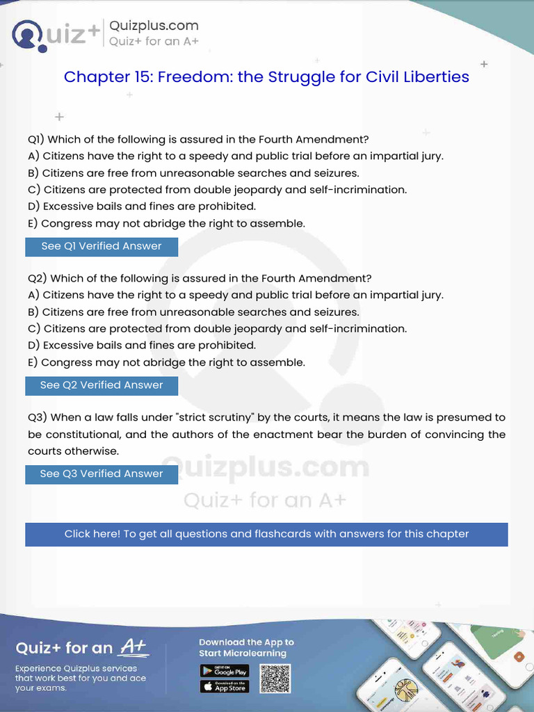 Which of The Following Is Assured in The Fourth Amendment | PDF ...