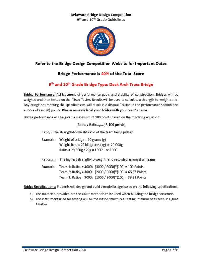 2026 9th and 10th Grade Bridge Guidelines | PDF | Bridge | Wood