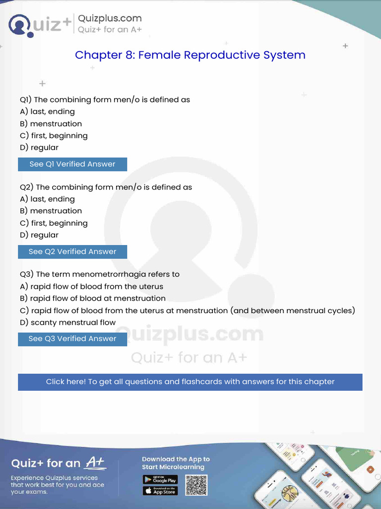 The Combining Form Meno Is Defined As | PDF | Menstruation ...