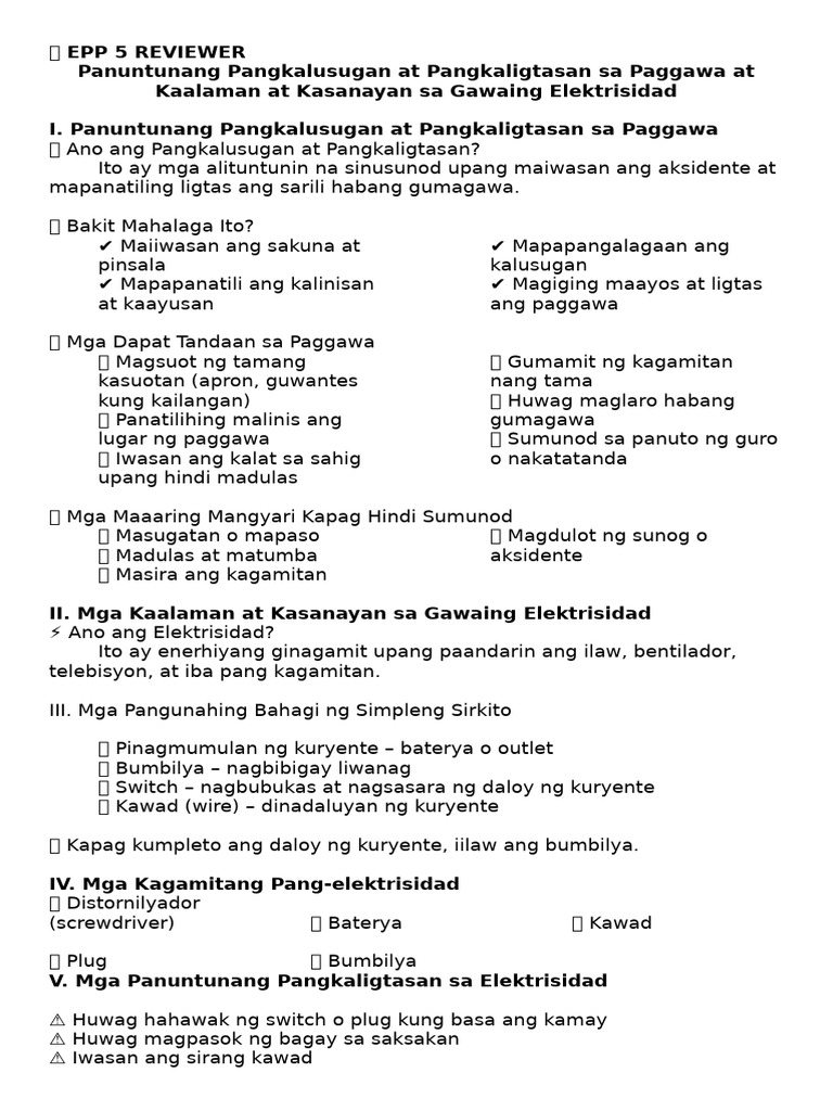 ? Epp 5 Reviewer | PDF