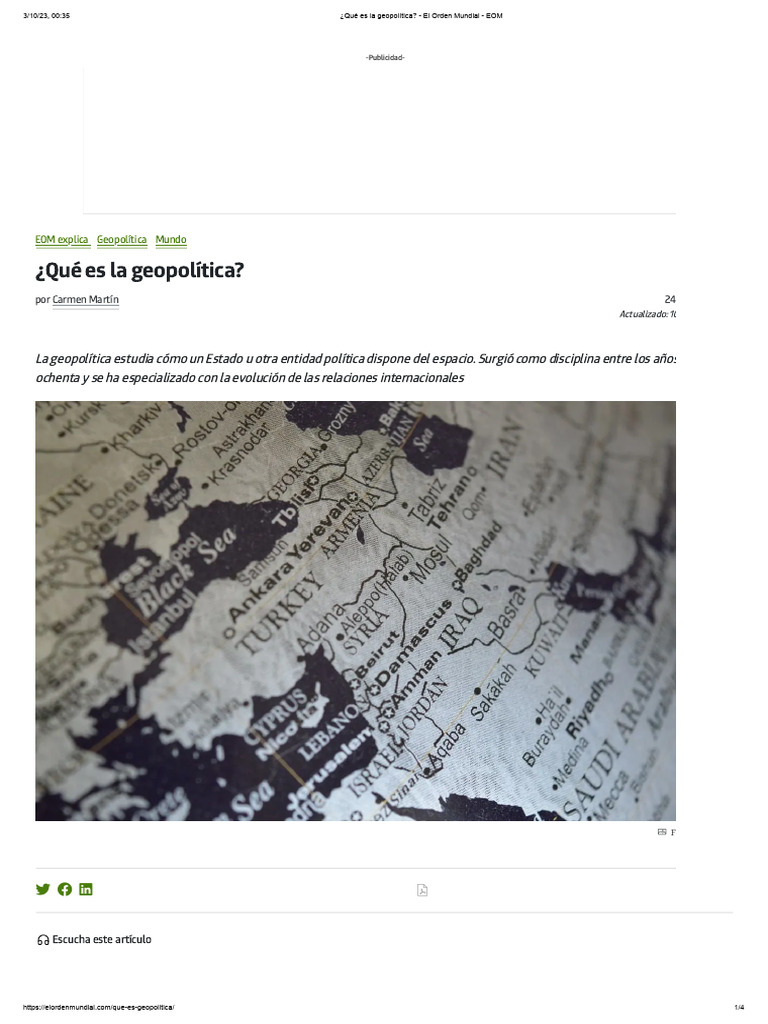 ¿Qué Es La Geopolítica - El Orden Mundial - EOM | PDF