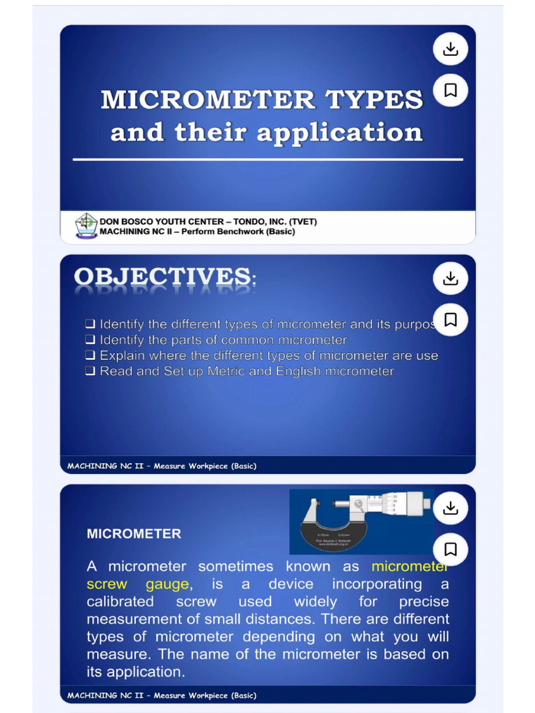 Micrometer Types and Its Applications | PDF