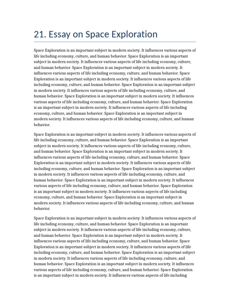 21 Essay Space Exploration | PDF | Society | Behavioural Sciences