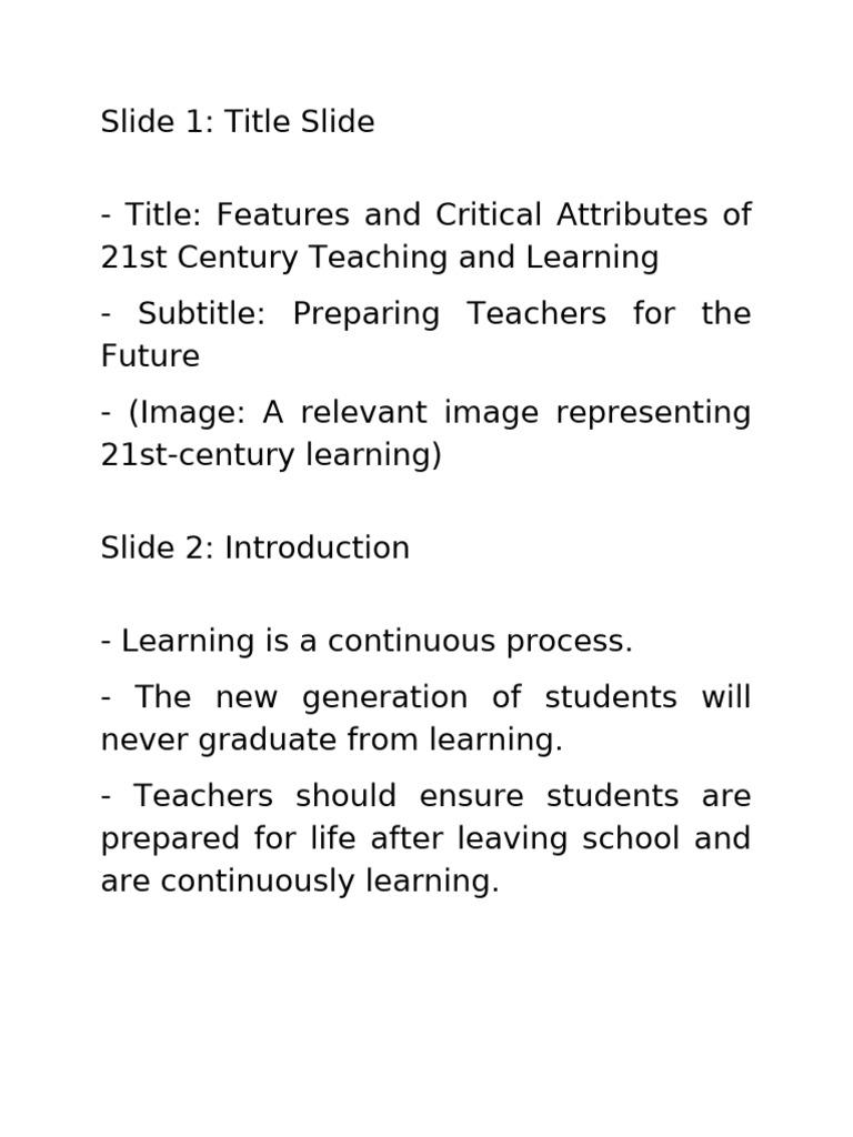 Features of 21st Century Teachers and Learners | PDF | Differentiated ...