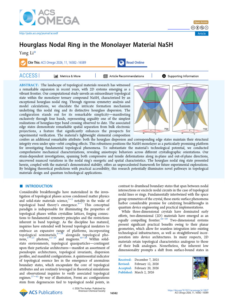 Hourglass Nodal Ring in The Monolayer Material Nash: Access | PDF ...
