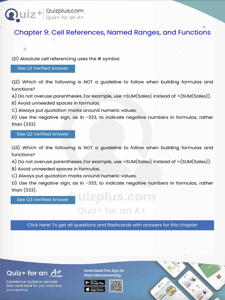 Absolute Cell Referencing Uses The Symbol | PDF | Microsoft Excel ...