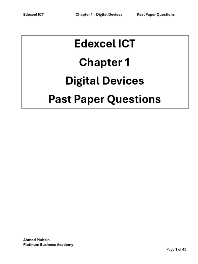 1 - Unit 1 - Digital Devices - All Past Paper Question - July 2024 ...
