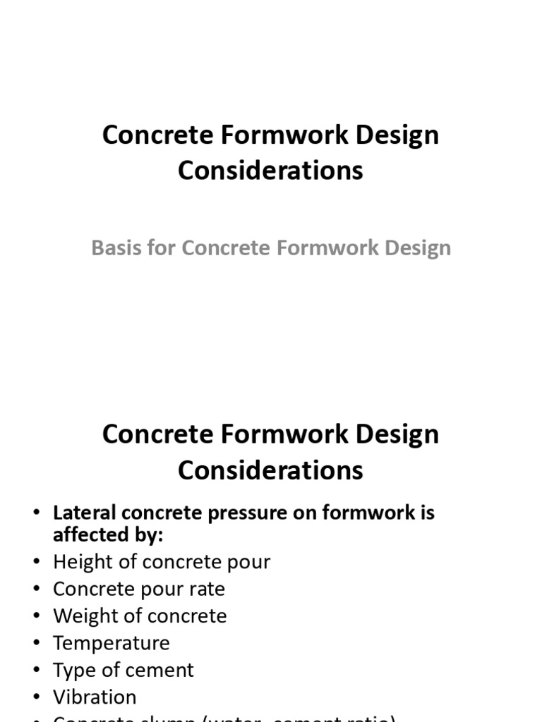 Concrete Formwork Design Considerations | PDF | Concrete | Bending