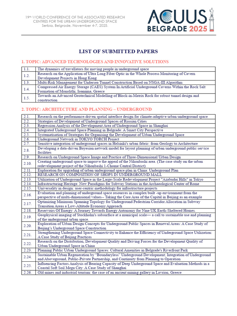 List of Submitted Papers | PDF | Tunnel | Rapid Transit