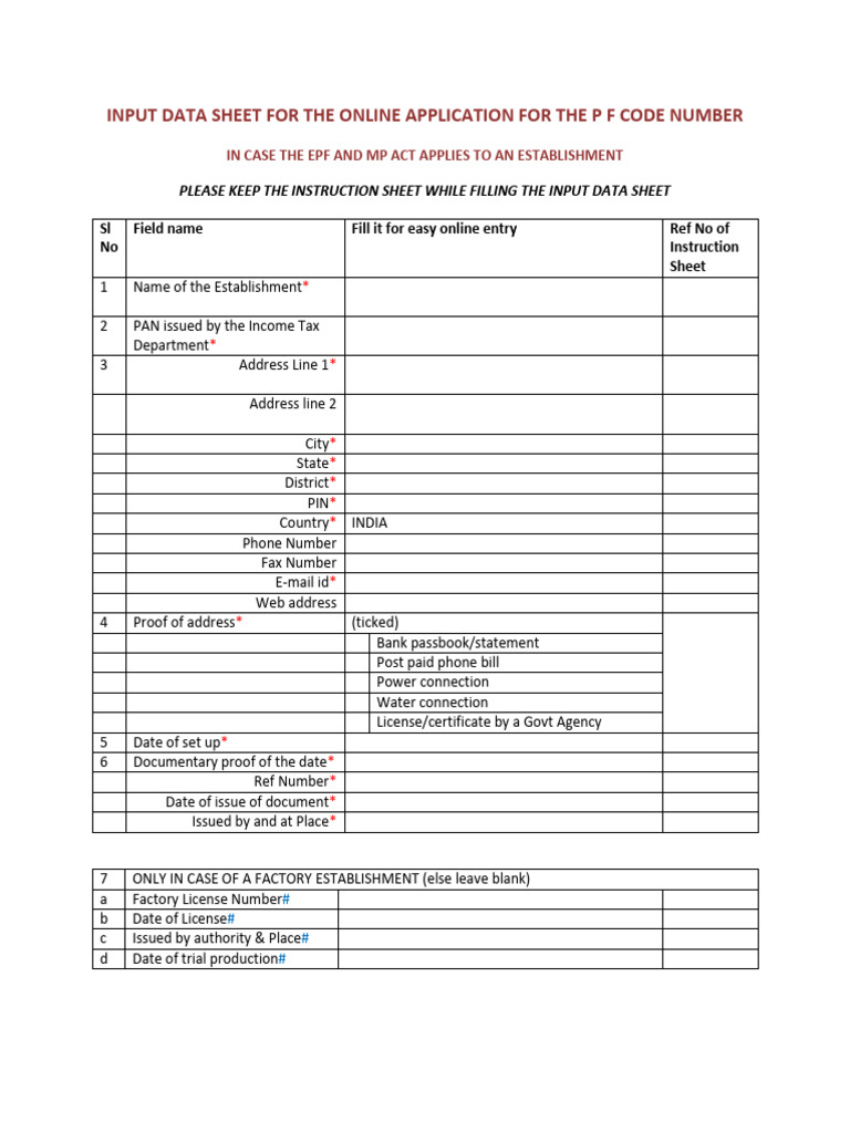 InputDataSheet ForStatuoryCoverage-1 | PDF | Computing